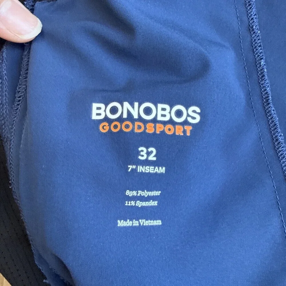Bonobos Shorts Mens Size 32 Dark Blue Nylon Drawstring Linerless 7